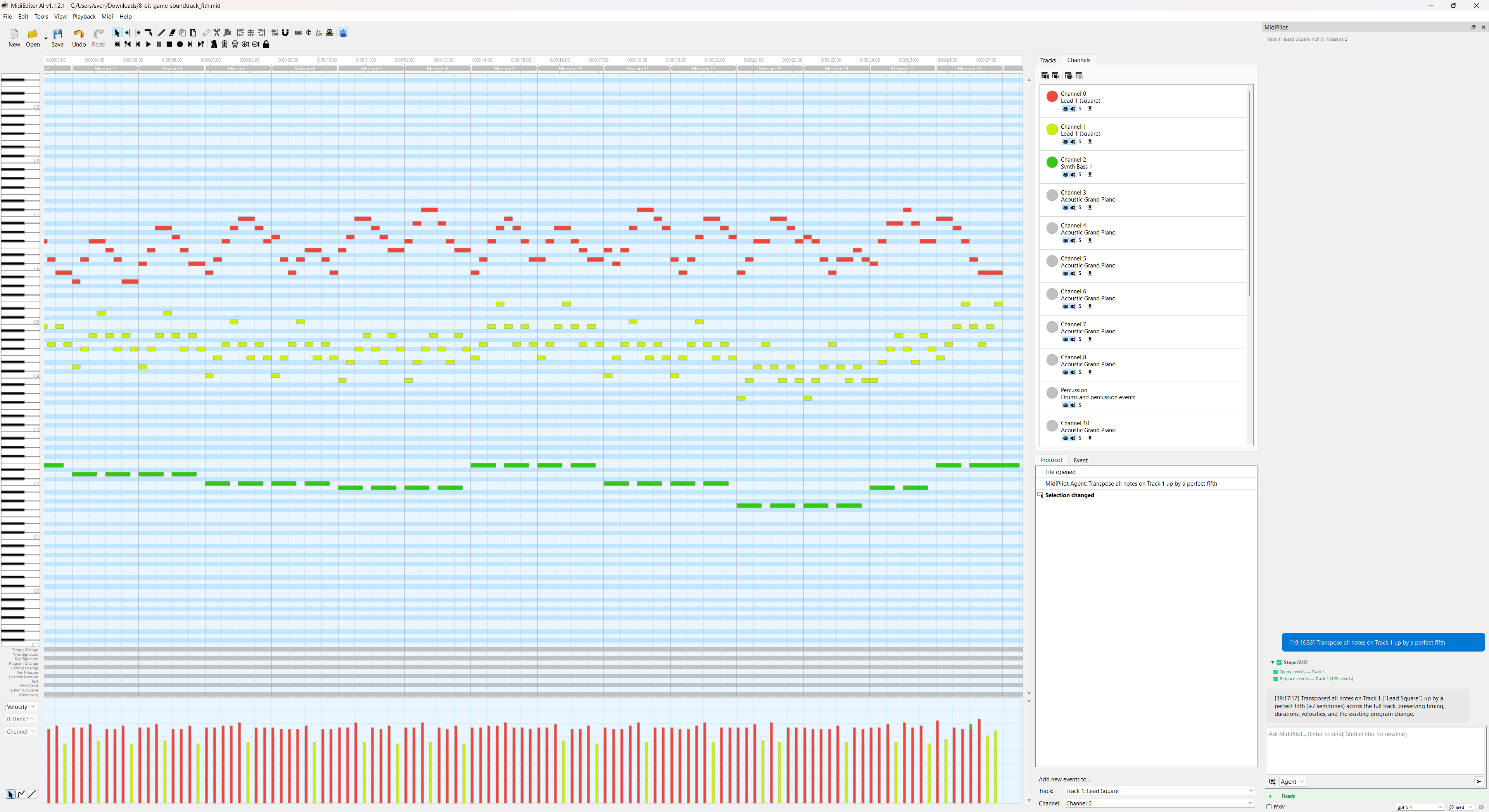 Transposed track up by a perfect fifth