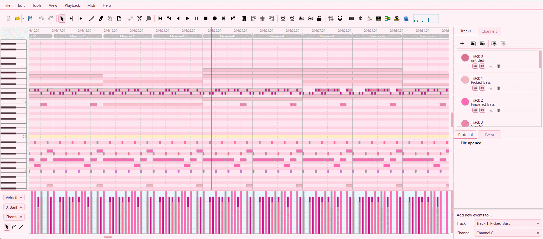 Animated GIF showing the MIDI Visualizer bars bouncing during playback