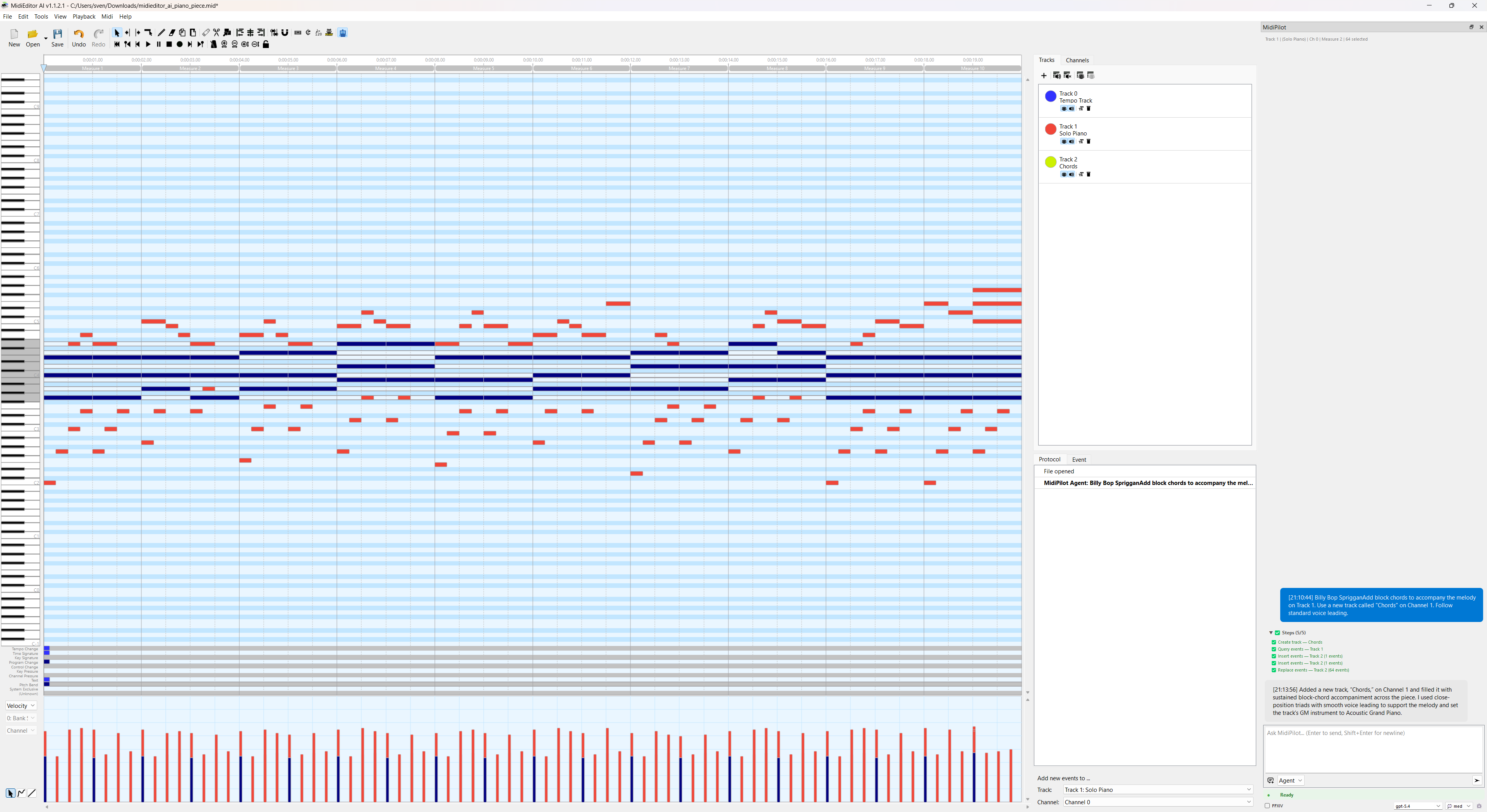 Block chords added to accompany melody